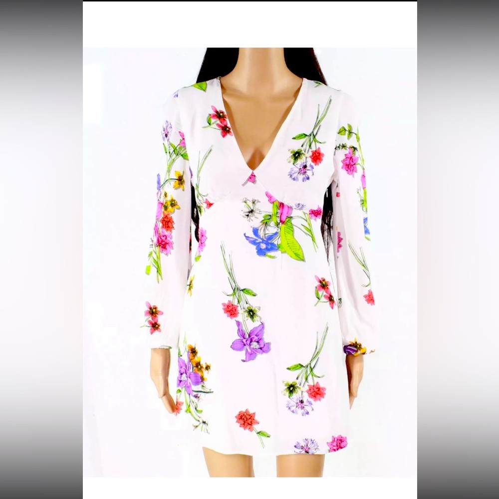ROAM revolve floral balloon sleeve cut out mini dress size S